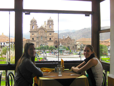 Dining in Pirwa Restaurant in Cusco - Pirwa Restaurant in the Plaza de Armas, or main square, of Cusco.