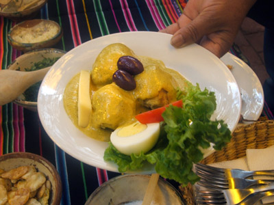 Ocopa sauce on potatoes - A traditional Peruvian dish