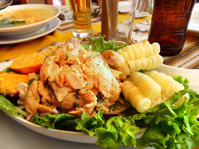 Fresh Trout Ceviche in Cusco - 
Peruvian dish prepared in restaurant plus cusco