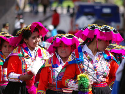 Folkloric dancers during Holy Week in Cusco - Dance parade in the main square (Plaza de Armas) of Cusco, Peru, during Holy Week
