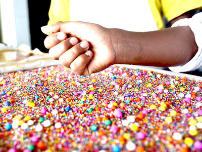 Turron de doña pepa con dulces Turron de doña pepa con dulces - Prepared with candy, nougat, honey, etc