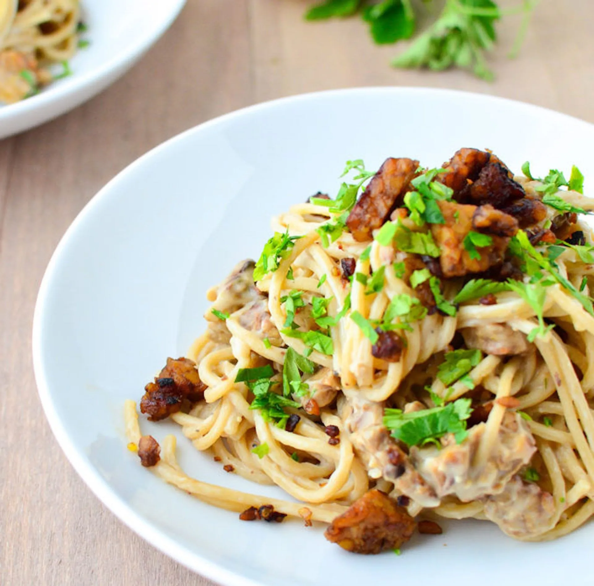 Vegetarian Fettuccine Carbonara