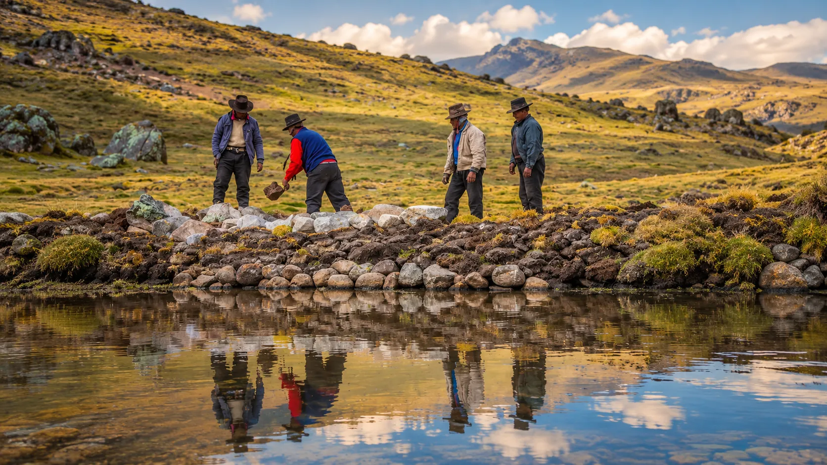 Peasant working in andes farms - 